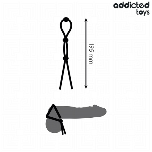 Addicted Toys - 三重套索箍睪陰莖環 - 黑色 照片