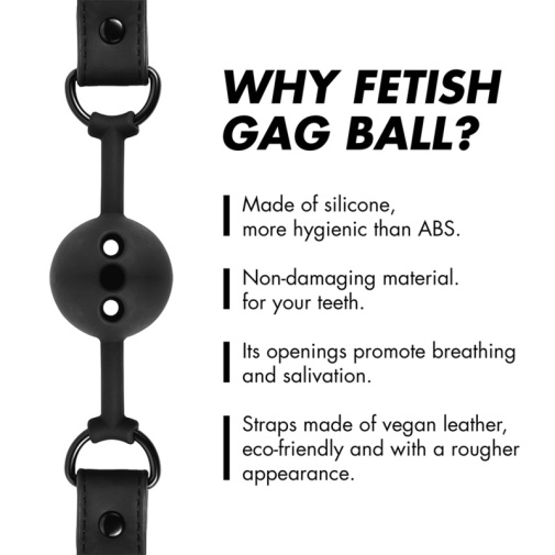 Fetish Submissive - 透气矽胶口球塞 - 黑色 照片