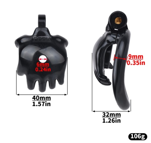 FAAK - Hand Shaped Resin Chastity Cage - Black photo