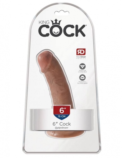 King Cock - 仿真假陽具 6″ - 焦糖色 照片