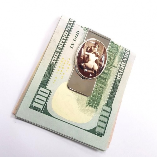 Victorian Style Erotic Enamel 'Artist' Money Clip 925 sterling Silver photo
