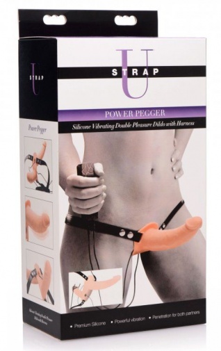 Strap U - Power Pegger Vibro Double Strap-On - Flesh photo
