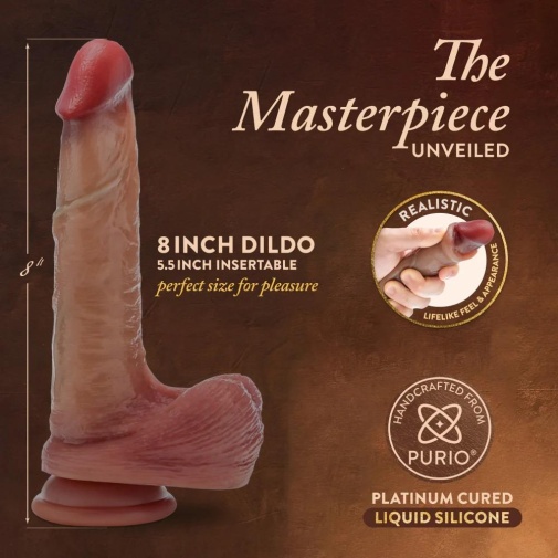 Renaissance - 達文西20公分滑動皮膚仿真陽具 - 棕褐色 照片