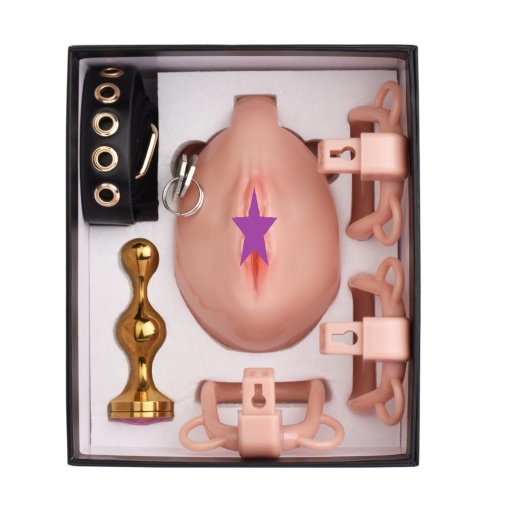 FAAK - Clitoris Chastity Cage w Belt & Plug - Skin photo