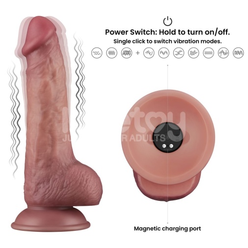 Lovetoy - 8.5'' 雙層柔軟震動假陽具 - 肉色 照片