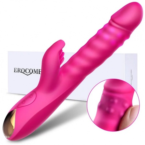 Erocome - 摩羯座 兔子推撞旋轉震動棒 - 櫻桃色 照片