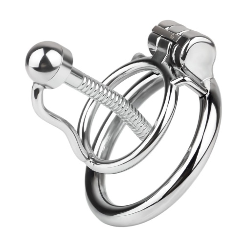 FAAK - Chastity Cage w Urethral Plug - Silver photo