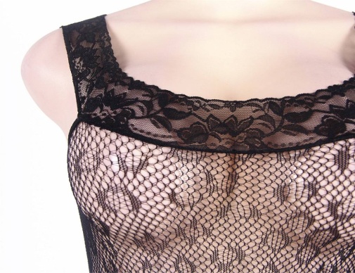 Ohyeah - Leopard Bodystocking w Garter - Black - M photo