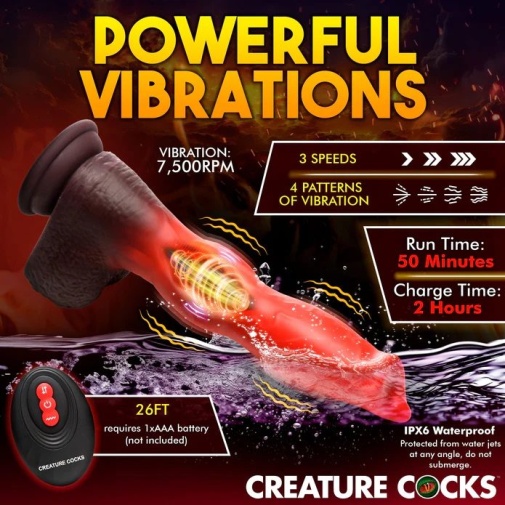 Creature Cocks - Ramming Hound Thrusting Dildo - Black/Red photo