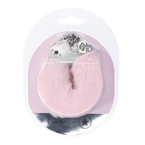 Ouch - Heavy-Duty Fluffy Hand Cuffs - Powder Pink photo