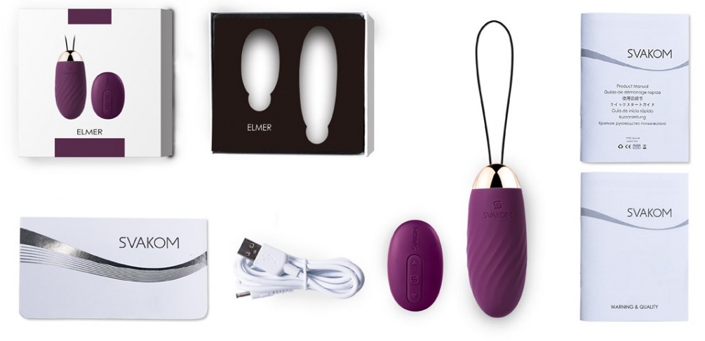 Offering 5 different vibrating modes and each with 5 levels ... SVAKOM - Elmer Remote Control Egg Vibrator - Violet photo-9