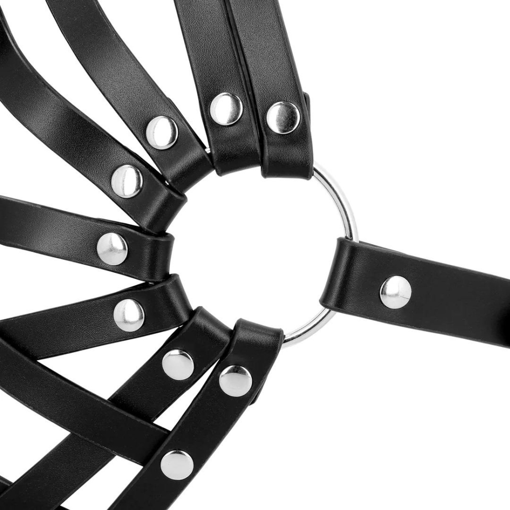 This Leather Mask is a serious addition to any BDSM lover Ouch - Cage Face Mask - Black photo-5