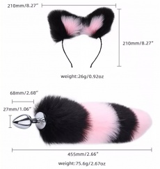 MT - Tail Plug w Cat Ears - Purple/White photo