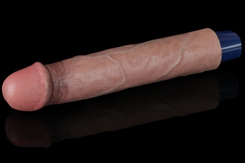 Lovetoy - 9" 超柔软仿真震动假阳具 - 啡色 照片