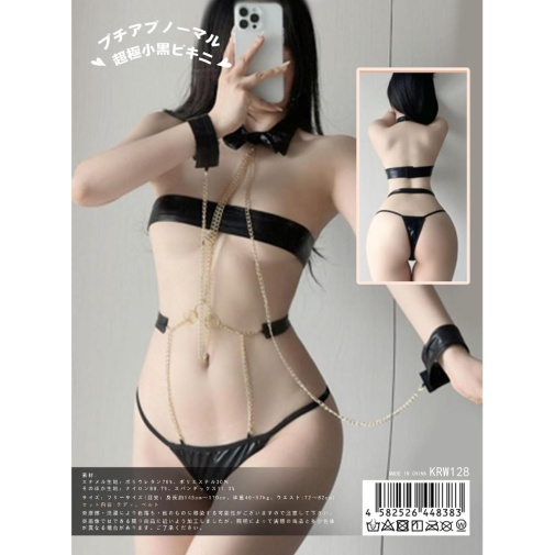 KR - 小號不正常比堅尼拘束服裝 KRW-128 - 黑色 照片