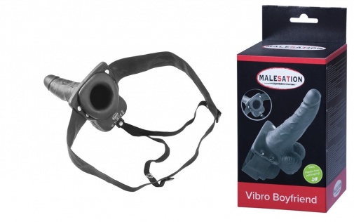 Malesation - Vibro Boyfriend Hollow Strap-On - Black photo