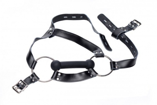 Strict Leather - 马具型矽胶口衔 - 黑色 照片