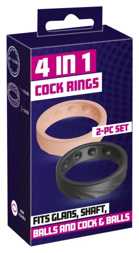 You2Toys - 4in1 Cock Rings - Black/Flesh photo