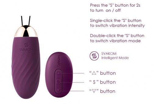 SVAKOM - Elmer Remote Control Egg Vibrator - Violet photo