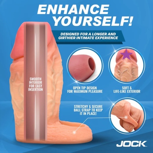 Jock - 贯通型增粗阴茎套 - 米色 照片