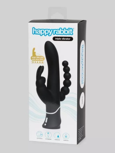 Happy Rabbit - Triple Rabbit Vibrator - Black photo