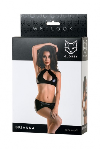 Glossy - Brianna 彈性纖維緊身內衣套裝 - 黑色 - 中碼 照片