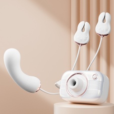 SVAKOM - Miss Alberta Camera APP Suction Massager w Nipple Clips - White photo