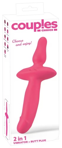 Couple Choise - 2in1 Vibrator w Butt Plug - Pink photo