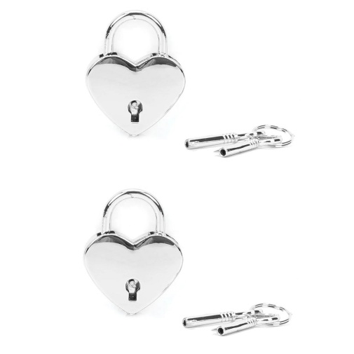 Liebe Seele - Heart Padlock 2pcs Set - Silver photo