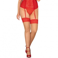 Obsessive - Blossmina 絲襪 - 紅色 - 4XL/5XL 照片
