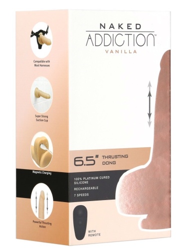 Naked Addiction - 6.5吋遥控抽插式仿真阳具 - 肉色 照片