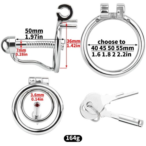 FAAK - Chastity Cage w Urethral Plug - Silver photo