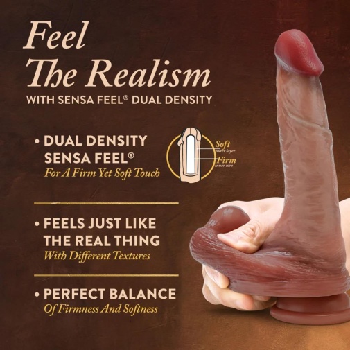 Renaissance - 達文西20公分滑動皮膚仿真陽具 - 棕褐色 照片