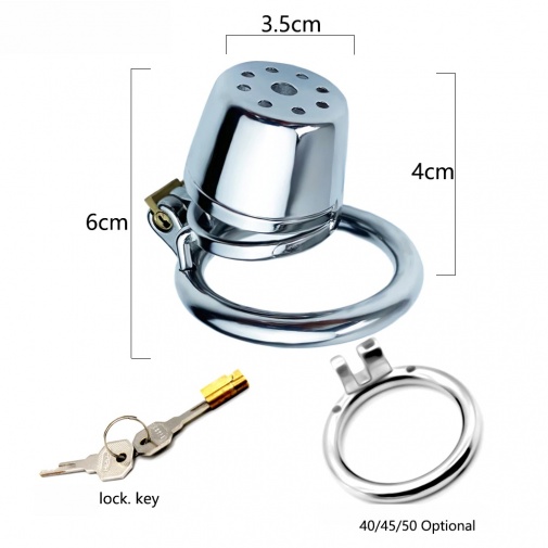FAAK - Plain Chastity Cage 45mm - Silver photo