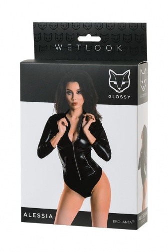 Glossy - Alessia 彈性纖維連身內衣 - 黑色 - 中碼 照片