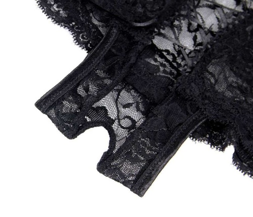Ohyeah - Open Floral Lace Panty - Black - M photo