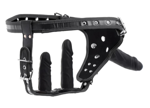 Strict - Double Penetration Strap-On Harness - Black photo