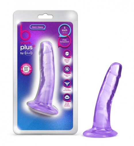 B Yours Plus - Hard & Happy 仿真假陽具 14cm - 透明紫 照片