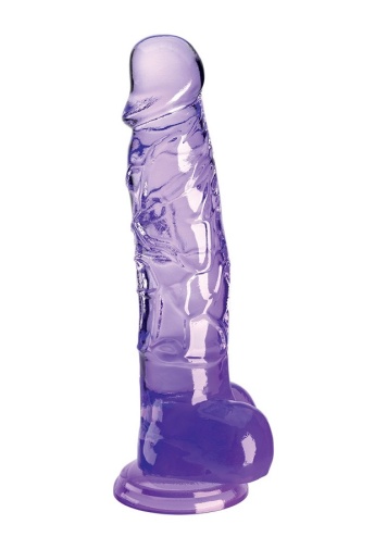 King Cock - 8" Clear Cock w Balls - Purple photo