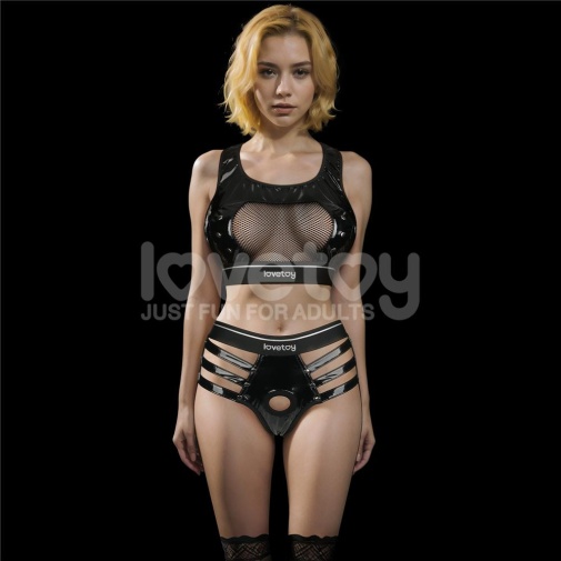 Lovetoy - Rebellion Reign Harness Strap-On Set L/XL - Black photo