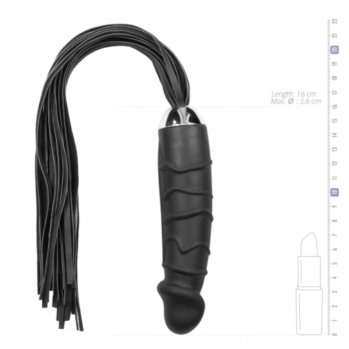 Easytoys - 散鞭連仿真陽具手柄 - 黑色 照片