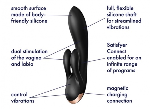 Satisfyer - Double Flex 兔子震動棒 - 黑色 照片