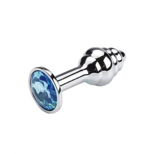 MT - Mini Ribbed Anal Plug - Blue photo