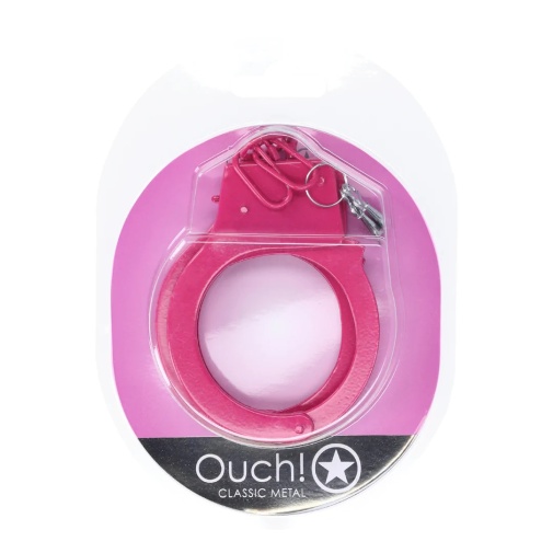 Ouch - Classic Metal Hand Cuffs - Pink photo