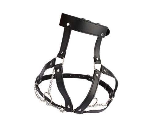 Chisa - Breast Harness w O-Ring Chain - Black photo