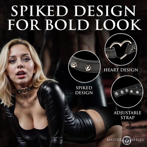 Master Series - Spiked Heart Choker - Black photo