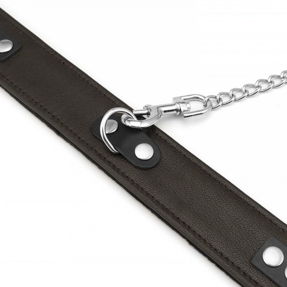 Enjoy the must-have item with extremely soft genuine goat le... Liebe Seele - Leather Collar w Leash - Brown photo-6