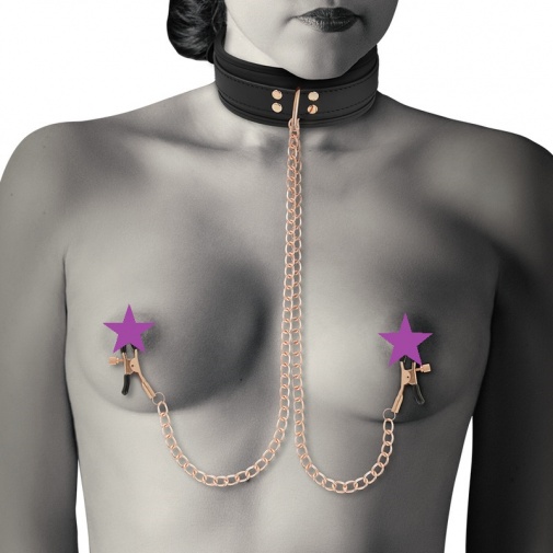Coquette - Chic Desire Collar w Nipples Clamps - Black photo
