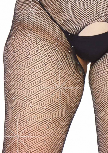 Leg Avenue - 閃閃魚網絲襪 - 黑色 - 1X-2X 照片