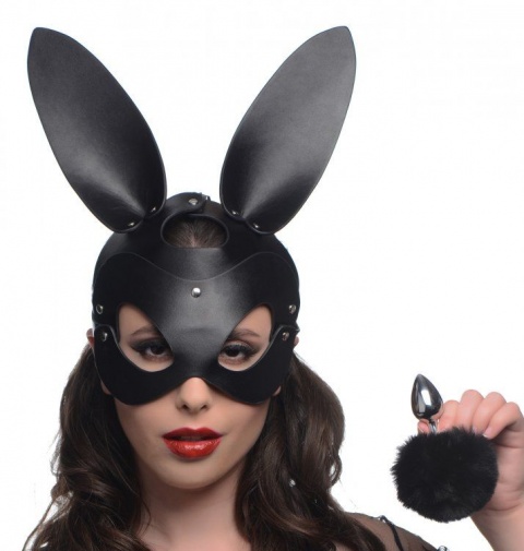 Tailz - Bunny Tail Anal Plug & Mask Set - Black photo